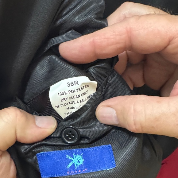 Egara Crimson Red Tuxedo Jacket with Black Satin Shawl Collar - Picture 3 of 4